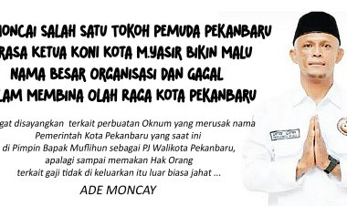 Ade Moncai Salah Satu Tokoh Pemuda Pekanbaru Merasa Ketua KONI Kota M.Yasir Bikin Malu Nama Besar Organisasi dan Gagal Dalam Membina Olah Raga Kota Pekanbaru