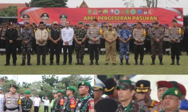 Dandim 0301/Pekanbaru Menghadiri Apel Pergeseran Pasukan BKO Personel Polda Guna Pengamanan TPS di Riau