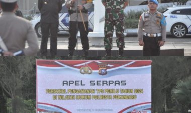 Dandim 0301/Pbr Dampingi Kapolresta Pimpin Apel Sarpras Personel Pengamanan TPS Pemilu 2024