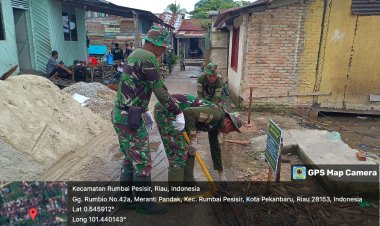 Kodim 0301/Pbr Kembali Lanjutkan Pengerjaan RTLH Pada Hari Kedua Pra TMMD