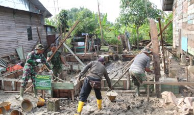 Satgas Pra TMMD dan Masyarakat Targetkan Pondasi RTLH Ibu Emi Fitri Selesai