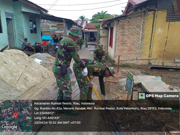 Kodim 0301/Pbr Kembali Lanjutkan Pengerjaan RTLH Pada Hari Kedua Pra TMMD