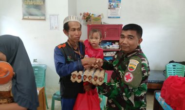 Cegah Stunting,Satgas TMMD Beri Asupan Gizi Pada Anak Anak