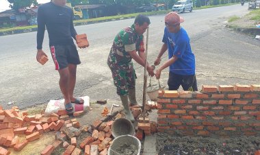 Tugu Prasasti TMMD ke 120 Mulai Kelihatan di Kelurahan Meranti Pandak