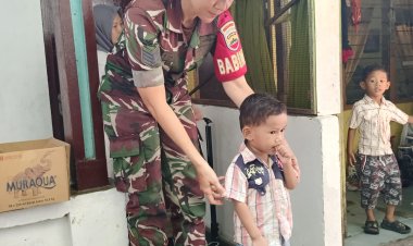 Babinsa Kodim 0301/Pbr Terus Monitoring Perkembangan Pasien Stunting