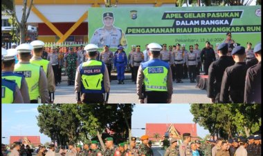 Wakili Dandim, Danramil 02/Kota Hadiri Apel Gelar Pasukan Dalam Rangka Pengamanan Riau Bhayangkara Run 2024.