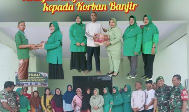 Babinsa Kodim 0301/Pbr Monitoring Pembagian Sembako Pada Korban Banjir