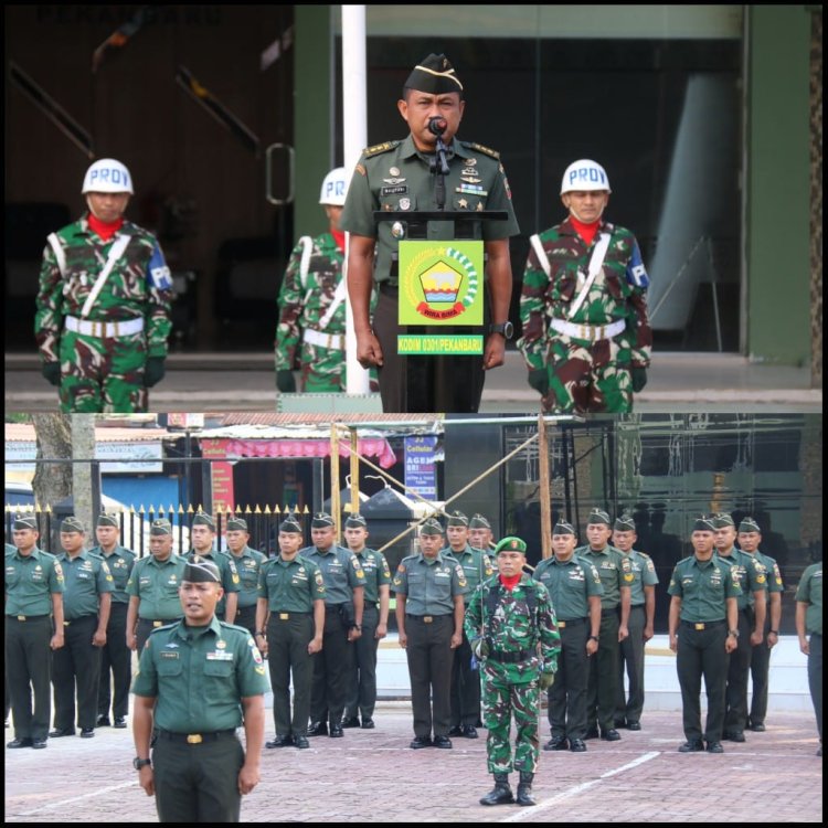 Kodim 0301/Pbr Gelar Upacara Bendera, Kasdim Tekankan Disiplin dan Profesionalisme