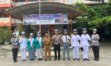 Satlantas Polres Kampar Jadi Inspektur Upacara, Sosialisasikan Keselamatan Berlalu Lintas di SMA N 2 Bangkinang Kota