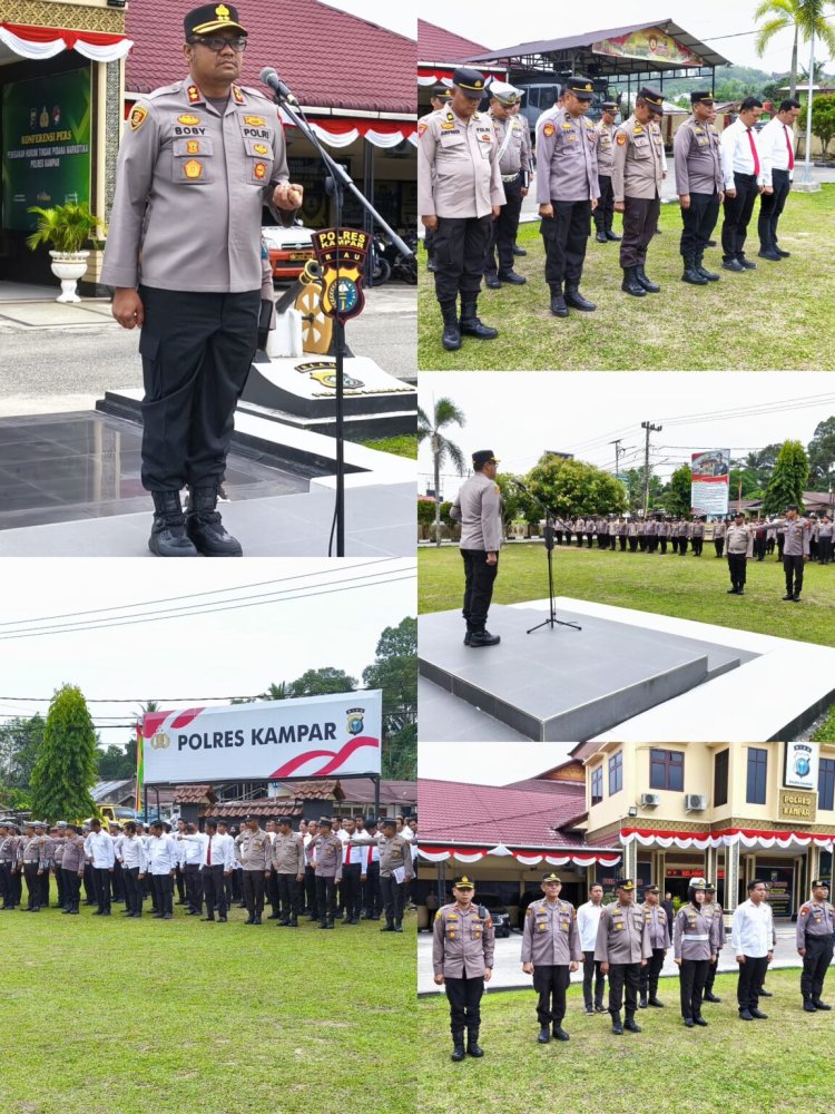 Pimpin Apel Pagi,Kapolres Kampar Tekankan Kinerja Optimal dan Penanganan Unras
