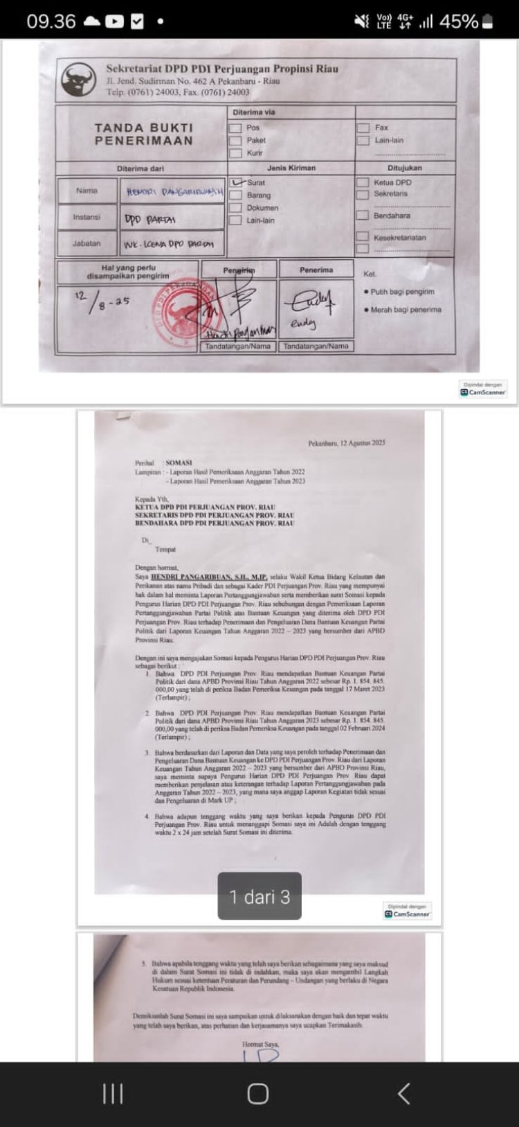 Bentuk Kecintaan Pada PDI-P,Hendri Pangaribuan Layangkan Somasi Ke Pengurus Harian PDI-P Riau