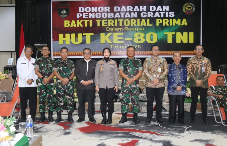 HUT ke-80 TNI, Dandim 0301/Pbr Hadiri Hadiri Donor Darah dan Pengobatan Gratis