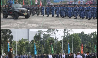 Wakili Dandim, Pasiops Kodim 0301/Pekanbaru Ikuti Upacara Peringatan HUT ke-80 TNI