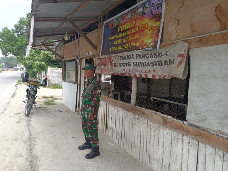 Babinsa Kodim 0301/Pbr Pantau Posko Karhutla Demi Pencegahan