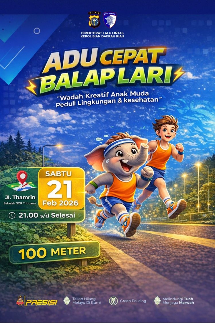 Badan Sehat, Jiwa Kuat! Ditlantas Polda Riau Gelar Lomba Lari 100 Meter Gratis Berhadiah