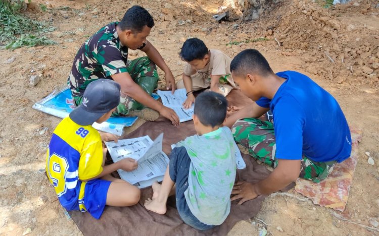 Tak Hanya Bangun Fisik, Satgas TMMD ke-127 Kodim 0301/Pekanbaru Tanamkan Semangat Belajar