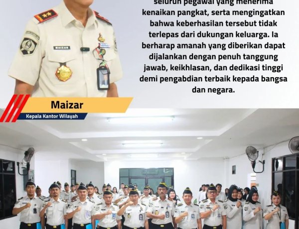 Kenaikan Pangkat Disematkan, Kinerja dan Integritas Jajaran Ditjenpas Riau Didorong Meningkat