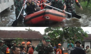 Dandim 0301/Pbr Dampingi Danrem dan forkopimda Kunjungi Lokasi Banjir