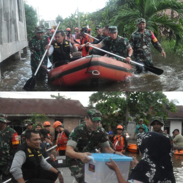 Dandim 0301/Pbr Dampingi Danrem dan forkopimda Kunjungi Lokasi Banjir