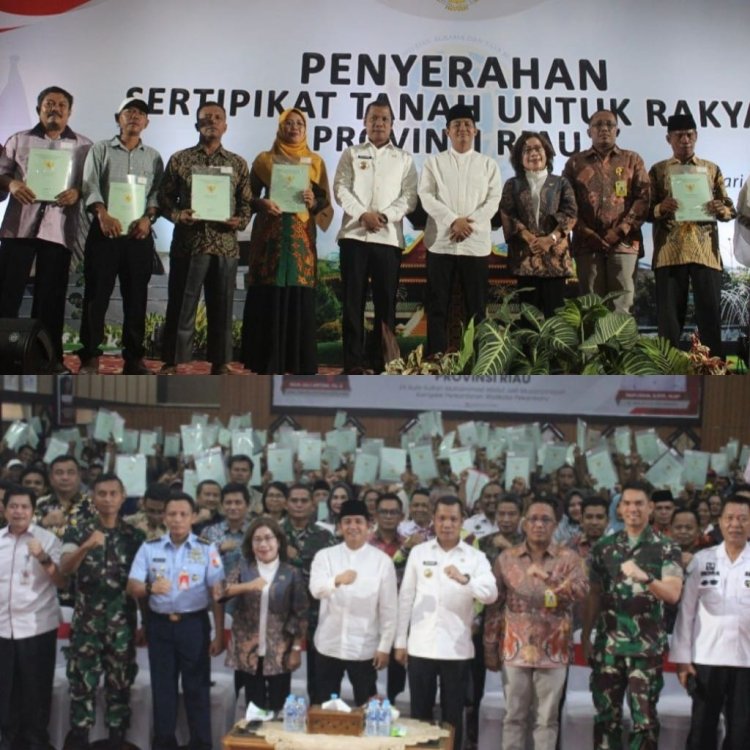 Dandim 0301/Pbr Hadiri Penyerahan Sertifikat Tanah Untuk 500 Warga Pekanbaru