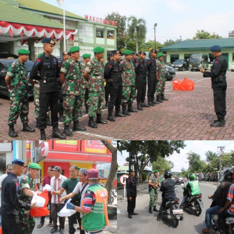 Kodim 0301/Pbr Berbagi Kasih Bersama Brimob Polda Riau Melalui Jumat Berkah.