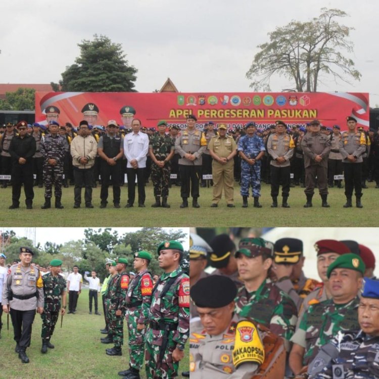 Dandim 0301/Pekanbaru Menghadiri Apel Pergeseran Pasukan BKO Personel Polda Guna Pengamanan TPS di Riau