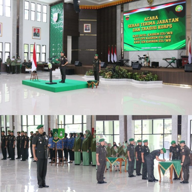 Dandim 0301/Pbr Komandan Acara Serah Terima Jabatan dan Tradisi Korps Kasi Kasrem 031/WB