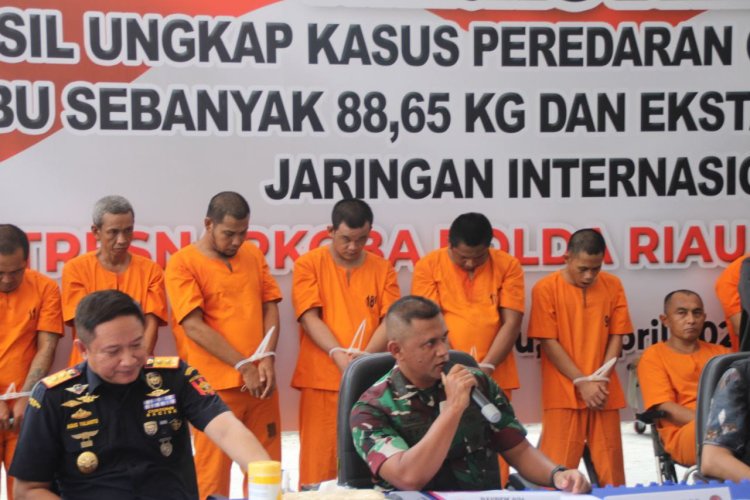 Kasdim 0301 PBR Saksikan Pemusnahan Barang Bukti Narkotika Jaringan Internasional di Mapolda Riau