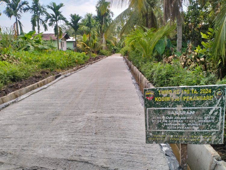 Satgas TMMD Tuntas Semenisasi Jalan di Lokasi TMMD