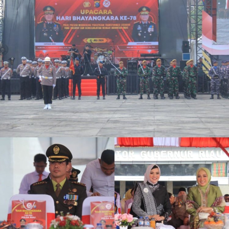 Dandim 0301 Pekanbaru Hadiri Upacara Peringatan HUT Bhayangkara ke 78 Tahun 2024