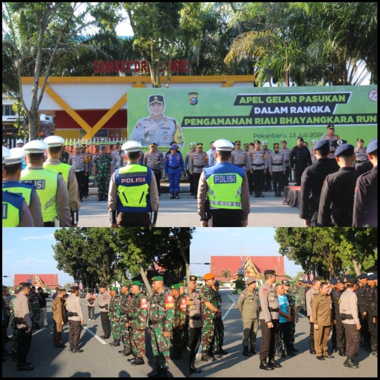 Wakili Dandim, Danramil 02/Kota Hadiri Apel Gelar Pasukan Dalam Rangka Pengamanan Riau Bhayangkara Run 2024.