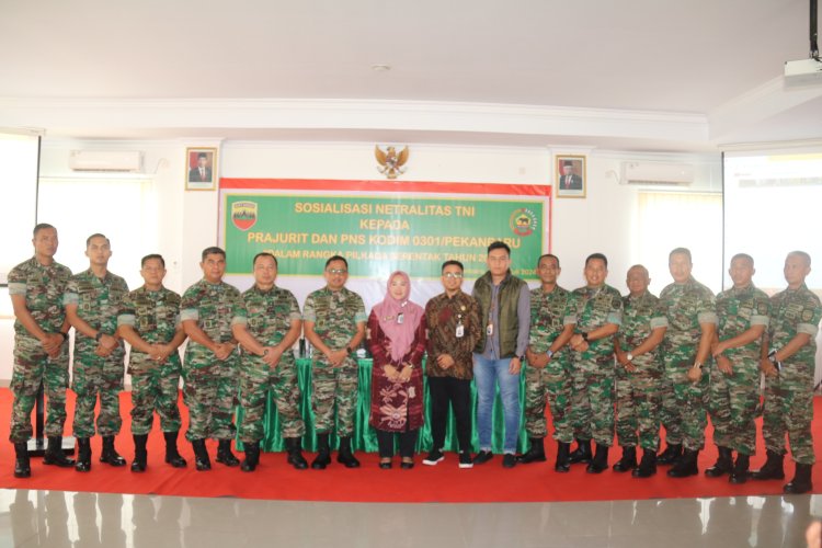 Gencarkan Jaga Netralitas, Prajurit, PNS Kodim 0301 PBR Ikuti Sosialisasi Netralitas TNI