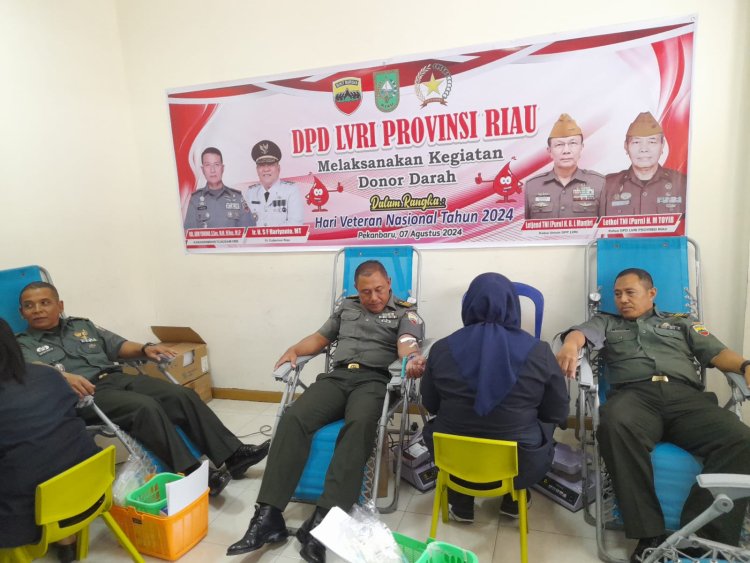 Peringati HUT Veteran Nasional, Kanminvetcad Riau Bersama DPD LVRI Gelar Donor Darah