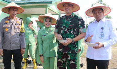 Manfaatkan Lahan Kosong, Dandim 0301/Pbr dan Ketua Persit Tanam Jagung 
