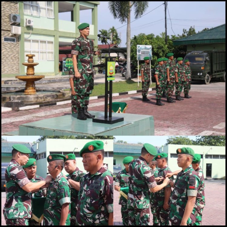 Kodim 0301/Pbr Gelar Upacara Kenaikan Pangkat Bintara dan Tamtama