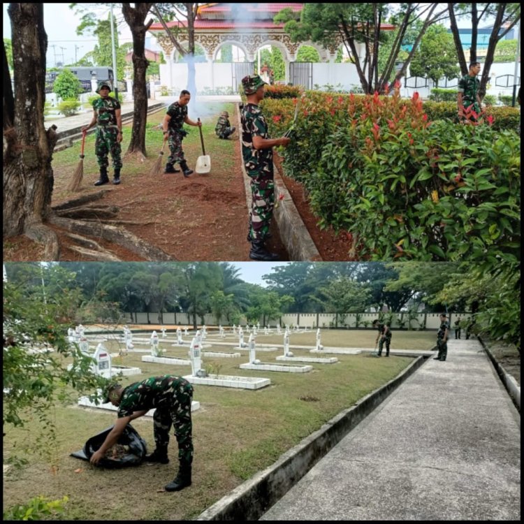 Kodim 0301/Pbr Laksanakan Karya Bakti Dalam Rangka HUT TNI ke-79