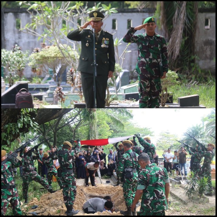 Danramil 11/Pulau Burung di Makamkan Secara Militer Oleh Kodim 0301/ Pbr