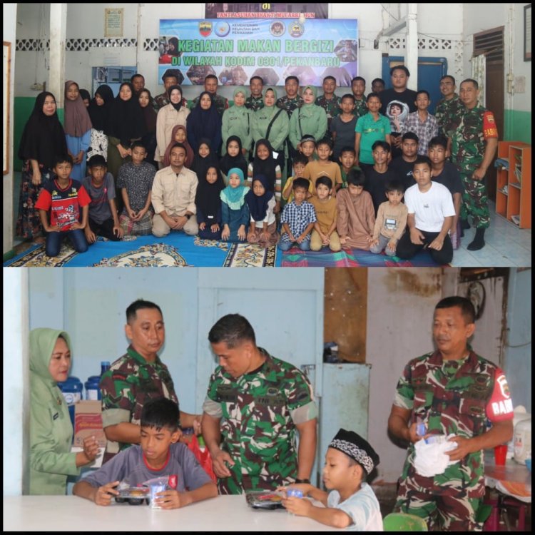 Kodim 0301 Pekanbaru Berikan Makan Siang Bergizi di Panti Asuhan Bhakti Mufaridun