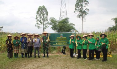 Dandim 0301/Pbr Bersama Ketua Persit Panen Jagung dan Jumat Berkah Bagikan Sembako Kepada Warga