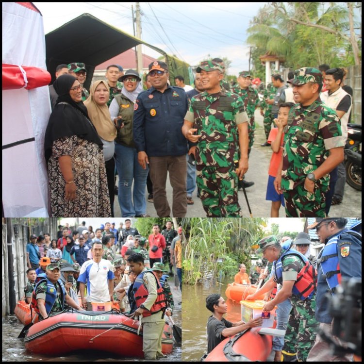 Dampingi Danrem 031/WB,Kasdim 0301/Pbr Tinjau Dapur Umum Korban Banjir
