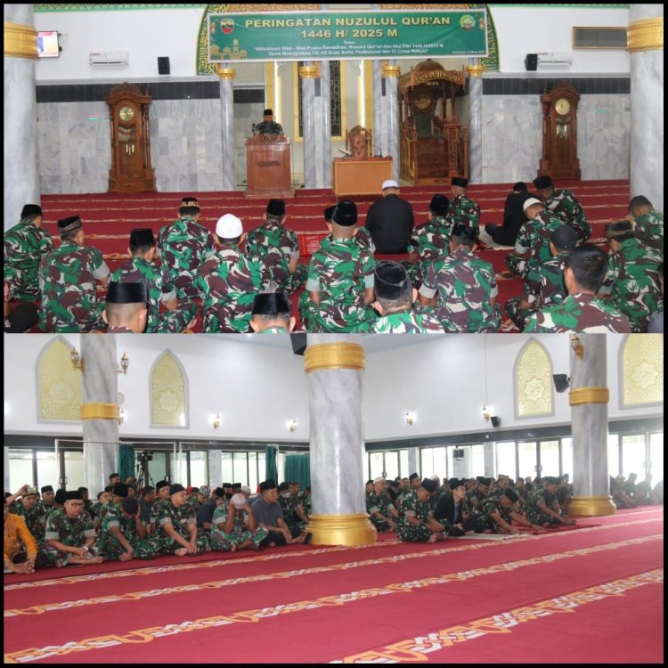 Wakili Dandim,Kasdim 0301/Pbr Ajak Prajurit Memaknai Nuzul Quran Dalam Kehidupan Sehari Hari