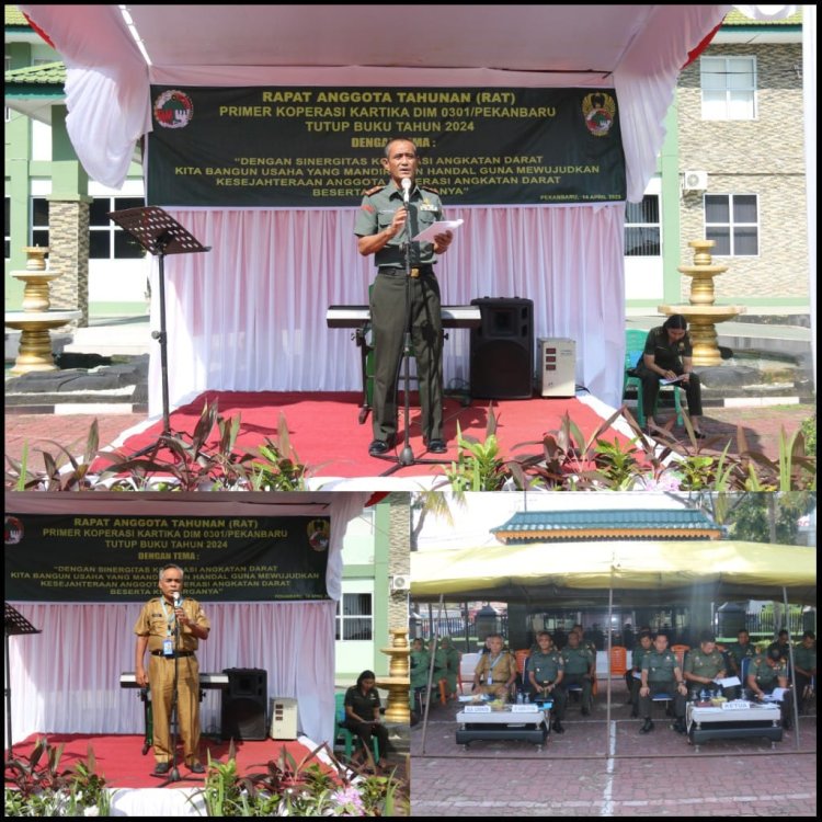 Ws. Dandim 0301/Pbr Buka Rapat Anggota Tahunan Primkop Kartika Kodim 0301/Pekanbaru Tutup Buku 2024