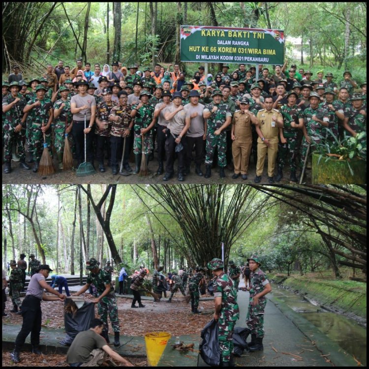 Aksi Bersih-Bersih Hutan Kota, Kasdim 0301/Pbr Wujudkan Pekanbaru yang Bersih dan Sehat
