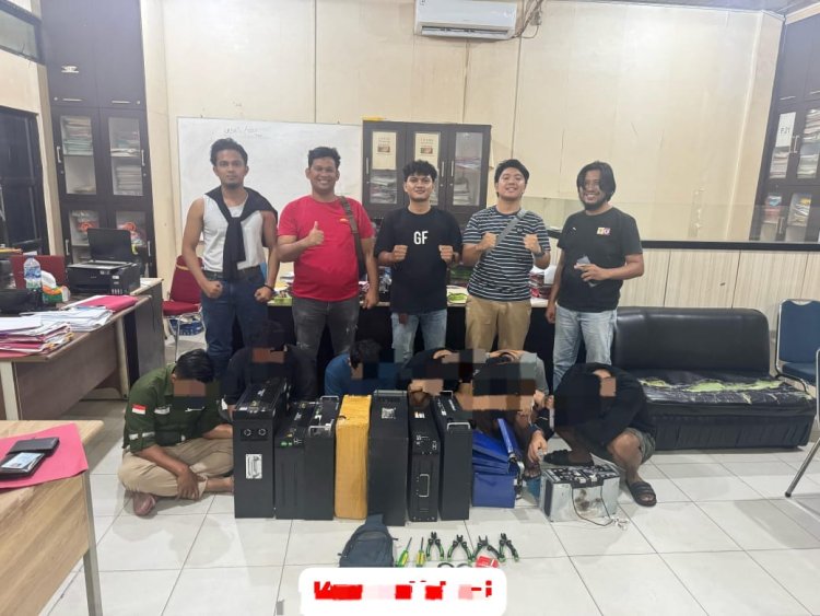 Komplotan Spesialis Pencurian Tower di 10 TKP Dibekuk Polres Kampar dan Sita 7 Baterai Litium