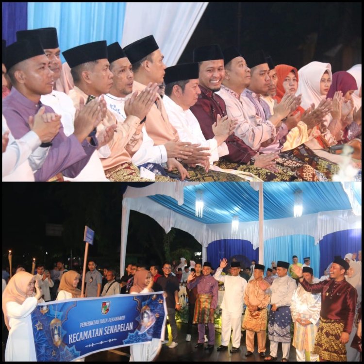 Kumandang Takbir menggema di Pekanbaru,Komandan Kodim 0301/Pbr dan Ketua Persit Terkesima Ribuan Obor Iringi Pawai Peringatan Idul Adha 1446 H