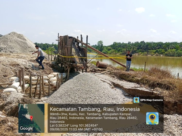 Respon Keluhan Masyarakat,Polsek Tambang Police Line Kuari Ilegal di Tanjung Kudu