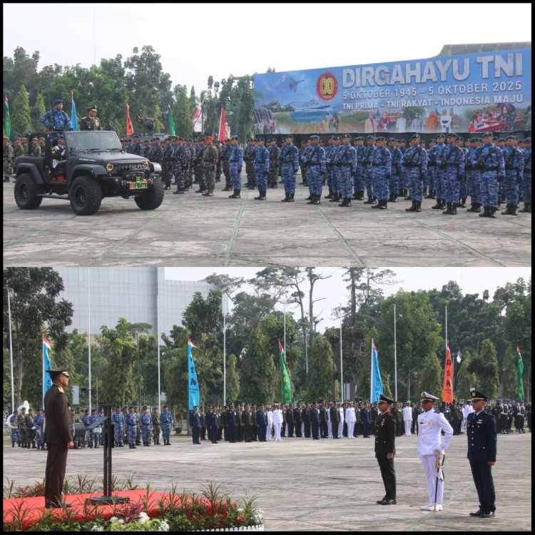 Wakili Dandim, Pasiops Kodim 0301/Pekanbaru Ikuti Upacara Peringatan HUT ke-80 TNI