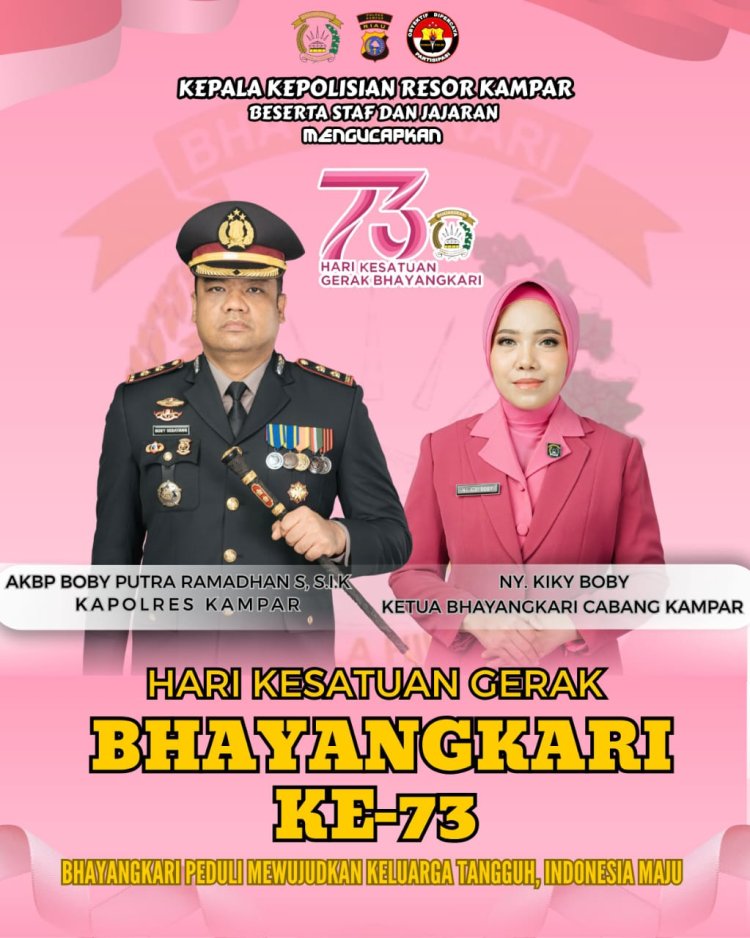 Bhayangkari ke-73, Polres Kampar: Keluarga Tangguh Garda Terdepan Indonesia Maju! Kapolres Bobby Apresiasi Peran Sentral Bhayangkari