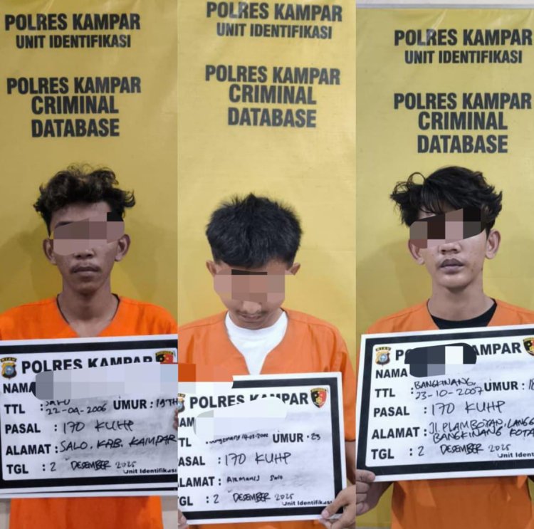 Tiga Pelaku Pengeroyokan Ditangkap Satreskrim Polres Kampar, Begini Kronologisnya 
