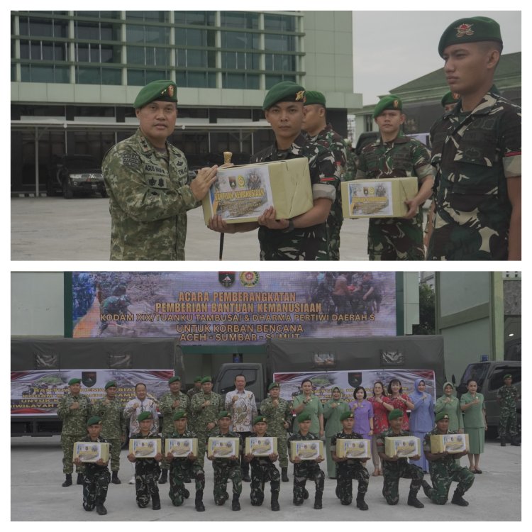 Wakili Dandim, Pasi Ops Kodim 0301/Pbr Hadiri Pemberangkatan Bantuan Kemanusiaan untuk Aceh, Sumut–Sumbar, Tekankan Pentingnya Kepedulian Sosial